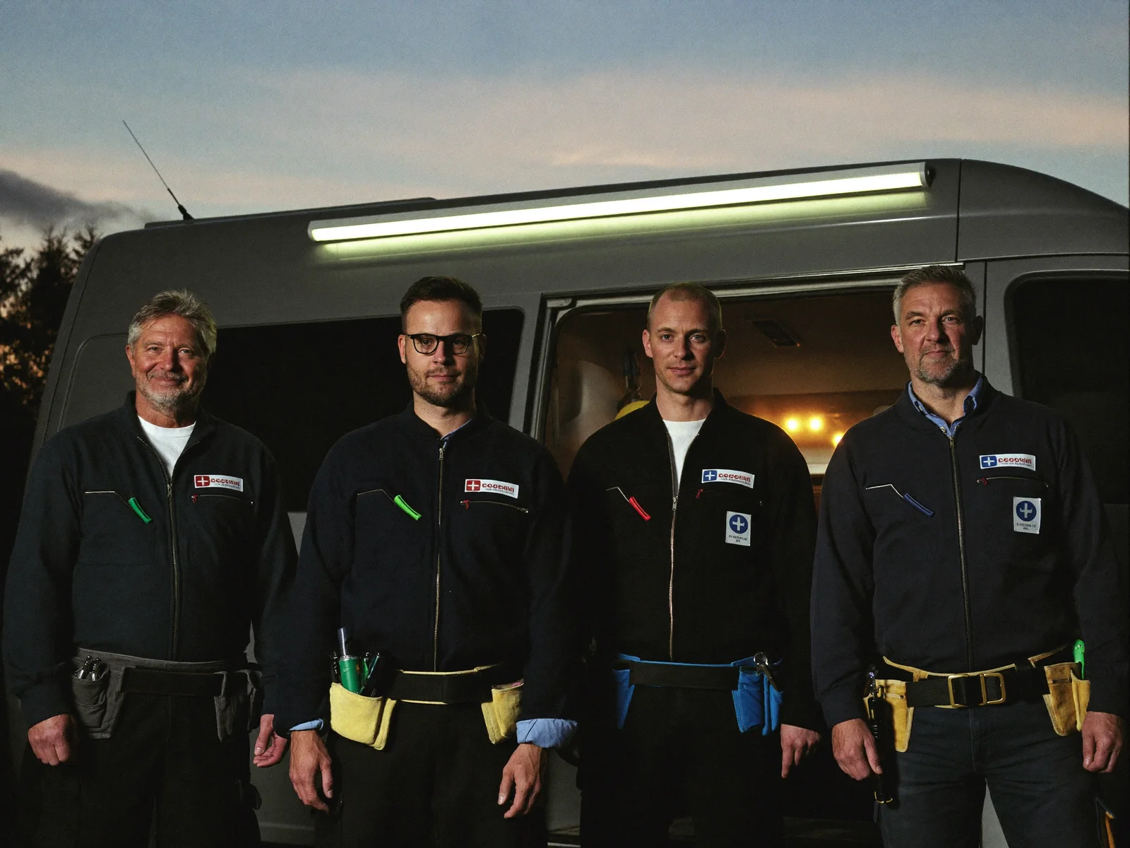 Das VOLTWERK-Team vor dem Servicebus